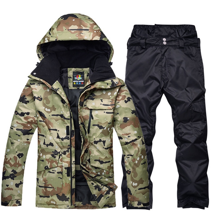 겨울 스노우 보드 자켓 + 팬 남성 방수 방풍 스키 자켓 등산 열 눈 야외 스키 위장 코트